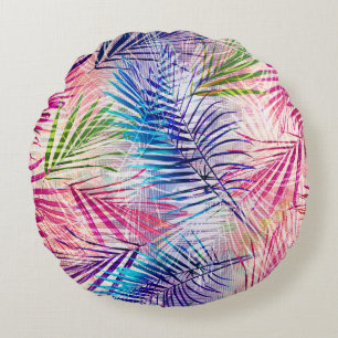 Abstracte Waterverf bladeren allover patroon Rond Kussen