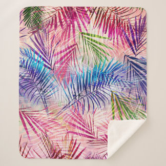 Abstracte Waterverf bladeren allover patroon Sherpa Deken
