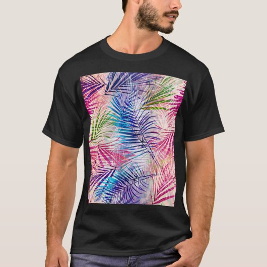 Abstracte Waterverf bladeren allover patroon T-shirt (Voorkant)