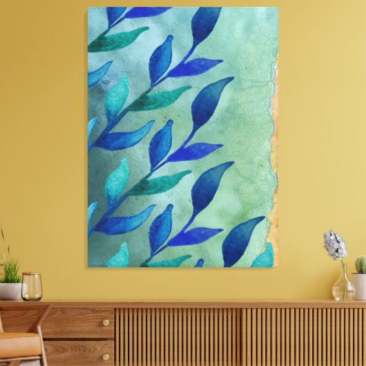 Abstracte waterverf bladeren canvas afdruk (Insitu (Woonkamer))