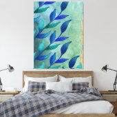 Abstracte waterverf bladeren canvas afdruk (Insitu (Slaapkamer))