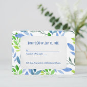 Abstracte waterverf bladeren RSVP Kaart (Staand voorkant)