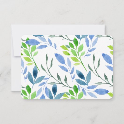Abstracte waterverf bladeren RSVP Kaart (Achterkant)