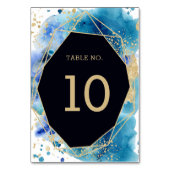 Abstracte Waterverf Blauw en gouden bruiloft Kaart (Achterkant)