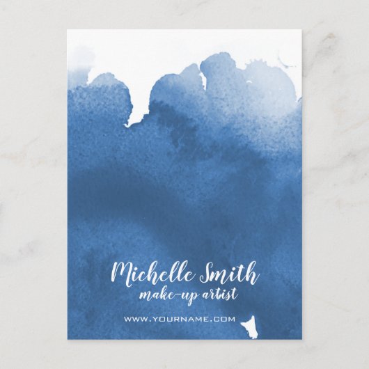 Abstracte waterverf blauw kleur splash brush strok briefkaart (Voorkant)