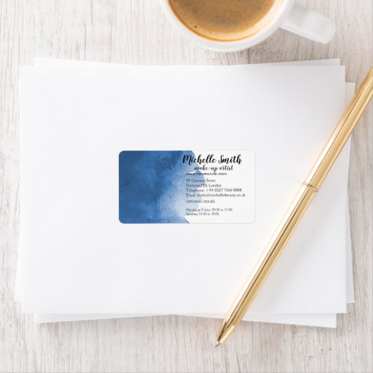 Abstracte waterverf blauw kleur splash brush strok etiket (Insitu)