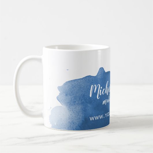 Abstracte waterverf blauw kleur splash brush strok koffiemok (Links)