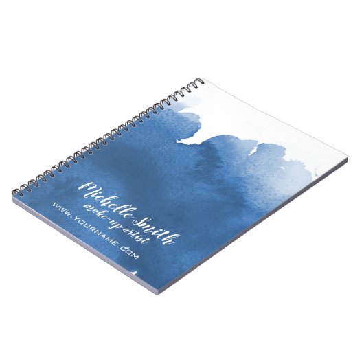 Abstracte waterverf blauw kleur splash brush strok notitieboek (Linkerzijde)