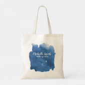 Abstracte waterverf blauw kleur splash brush strok tote bag (Achterkant)