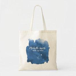 Abstracte waterverf blauw kleur splash brush strok tote bag