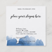 Abstracte waterverf blauw kleur splash brush strok vierkante visitekaartje (Achterkant)