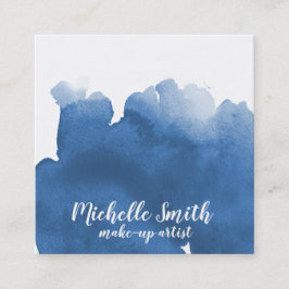 Abstracte waterverf blauw kleur splash brush strok vierkante visitekaartje