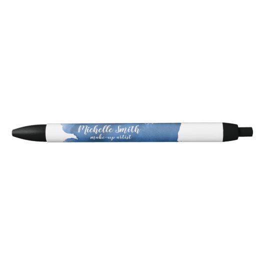 Abstracte waterverf blauw kleur splash brush strok zwarte inkt pen (Voorkant)
