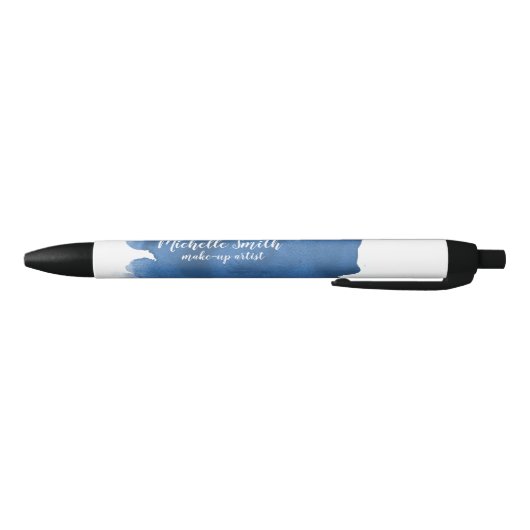 Abstracte waterverf blauw kleur splash brush strok zwarte inkt pen (Bodem)