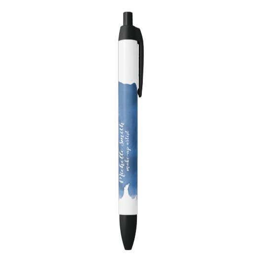 Abstracte waterverf blauw kleur splash brush strok zwarte inkt pen (Achterkant (Verticaal))
