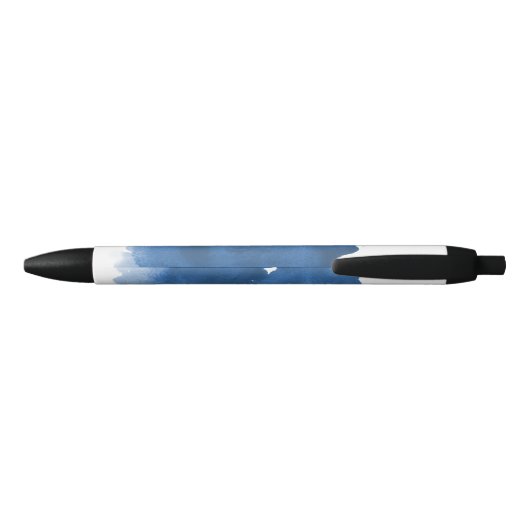 Abstracte waterverf blauw kleur splash brush strok zwarte inkt pen (Achterkant)