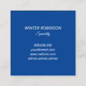 Abstracte waterverf blauw vierkant wit professiona vierkante visitekaartje (Achterkant)