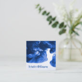 Abstracte waterverf blauw vierkant wit professiona vierkante visitekaartje (Staand voorkant)