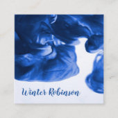 Abstracte waterverf blauw vierkant wit professiona vierkante visitekaartje (Voorkant)