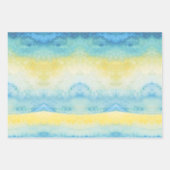 Abstracte waterverf blauw zee en gele zon inpakpapier vel (Voorkant 2)