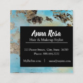 *Abstracte Waterverf Blauw Zilver - zwart opvallen Vierkante Visitekaartje (Achterkant)