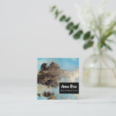 *Abstracte Waterverf Blauw Zilver - zwart opvallen Vierkante Visitekaartje (Staand voorkant)