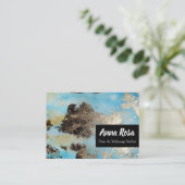 *Abstracte Waterverf Blauw Zwart Zilver Spannend Visitekaartje (Staand voorkant)