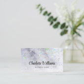 Abstracte Waterverf Blauwe Holografische Glitter Visitekaartje (Staand voorkant)