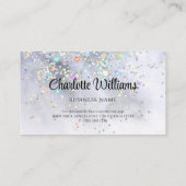 Abstracte Waterverf Blauwe Holografische Glitter Visitekaartje (Achterkant)