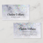 Abstracte Waterverf Blauwe Holografische Glitter Visitekaartje (Voorkant / Achterkant)