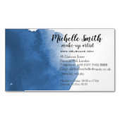 Abstracte waterverf blauwe kleur spat borstelstree magnetisch visitekaartje (Voorkant)
