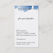 Abstracte waterverf blauwe kleur spat borstelstree visitekaartje (Achterkant)