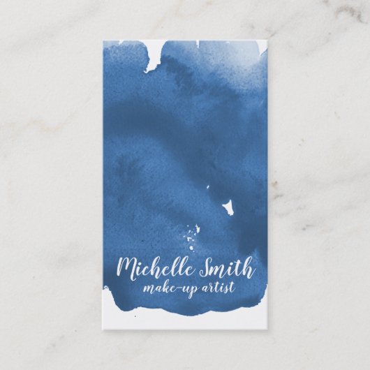 Abstracte waterverf blauwe kleur spat borstelstree visitekaartje (Voorkant)