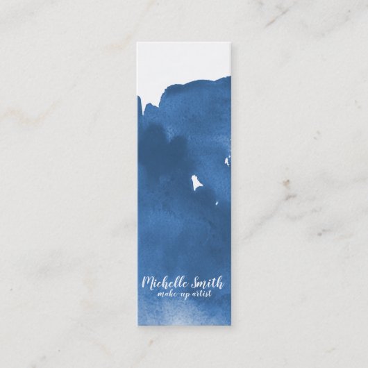 Abstracte waterverf blauwe kleur spatpenseelstreek mini visitekaartje (Voorkant)