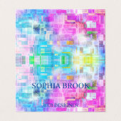 Abstracte waterverf blauwe roze vierkanten visitekaartje (Buitenkant ongevouwen)