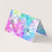 Abstracte waterverf blauwe roze vierkanten visitekaartje (Achterkant)