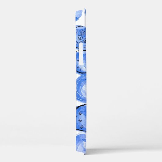 Abstracte Waterverf Blauwe Stippen Case-Mate iPhone Case (Achterkant / Rechts)