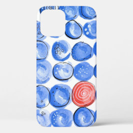 Abstracte Waterverf Blauwe Stippen Case-Mate iPhone Case