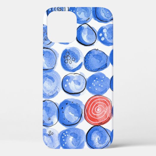 Abstracte Waterverf Blauwe Stippen Case-Mate iPhone Case (Achterkant)