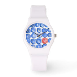 Abstracte Waterverf Blauwe Stippen Horloge