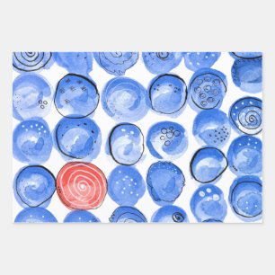 Abstracte Waterverf Blauwe Stippen Inpakpapier Vel