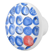 Abstracte Waterverf Blauwe Stippen Keramische Knop (Rechts)