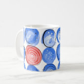 Abstracte Waterverf Blauwe Stippen Koffiemok (Voorkant links)