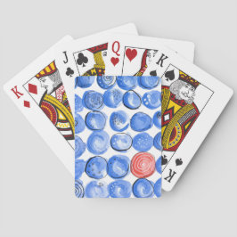 Abstracte Waterverf Blauwe Stippen Pokerkaarten