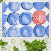 Abstracte Waterverf Blauwe Stippen Theedoek (Gevouwen)