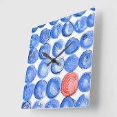 Abstracte Waterverf Blauwe Stippen Vierkante Klok (Hoek)
