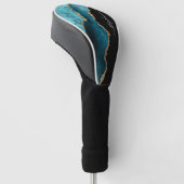 Abstracte Waterverf Blauwgroen Agaat Goud Geperson Golfheadcover (Schuin)