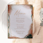 Abstracte Waterverf Blauwgroen en Real Roos Gold M Folie Uitnodiging<br><div class="desc">Elegant Abstract Etheral Waterverf Blauwgroen & Koper Wedding menu's met keuze uit echte folie in roos goud, zilver of geel goud. Deze moderne huwelijksuitnodiging is prachtig met de hand geschilderd met rijke kleuren die perfect zijn voor de Herfst. Getoond in de Donkere Blauwgroen Kleur van de Weddenschap Kleur Palet van:...</div>