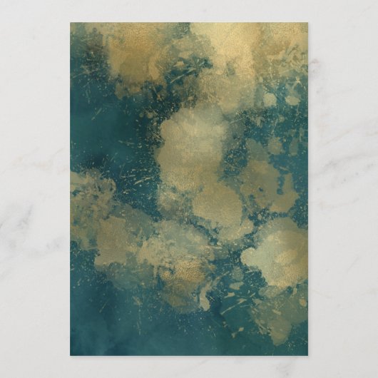 Abstracte Waterverf Blauwgroen gouden bruiloft Menu (Achterkant)