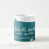 Abstracte waterverf blauwgroen kleur splash pensee koffiemok (Center)